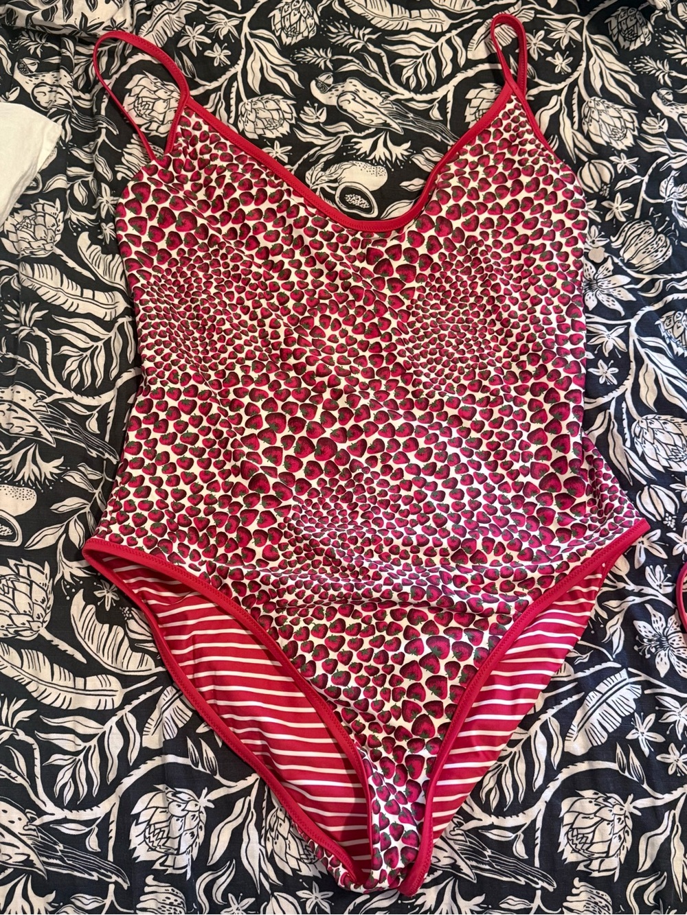 J. Crew Pink Red Heart Print One-Piece Swimsuit